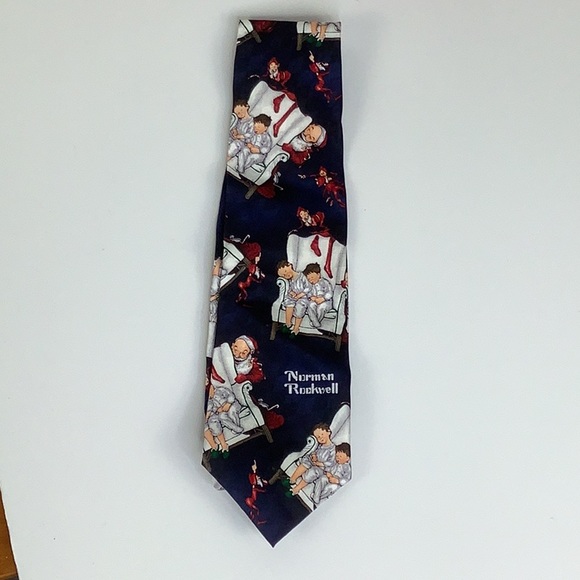 Norman Rockwell Christmas Santa & His Elves Tie New with Tag Vintage - Picture 7 of 7